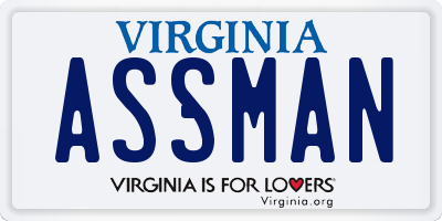 VA license plate ASSMAN