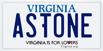 VA license plate ASTONE