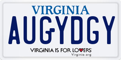 VA license plate AUGYDGY