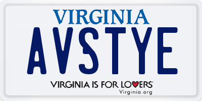 VA license plate AVSTYE