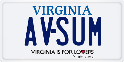 VA license plate AVSUM