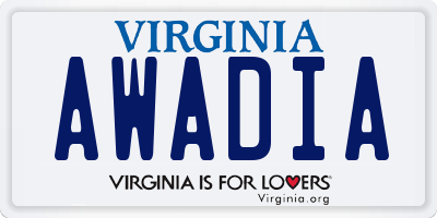 VA license plate AWADIA