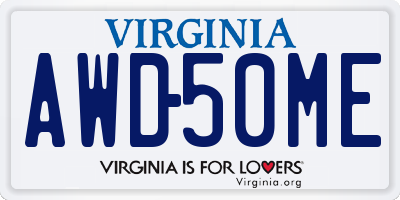 VA license plate AWD50ME