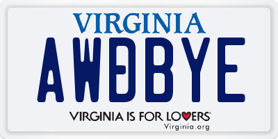 VA license plate AWDBYE