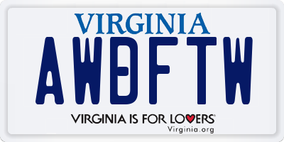 VA license plate AWDFTW