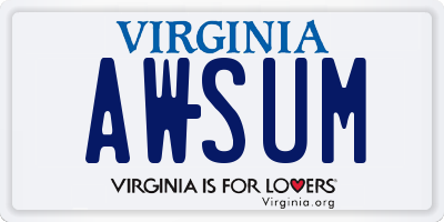 VA license plate AWSUM