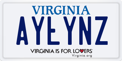 VA license plate AYLYNZ