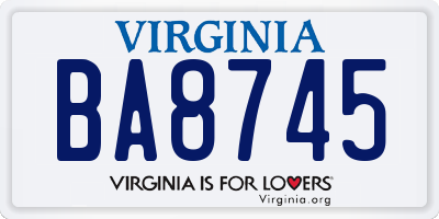 VA license plate BA8745