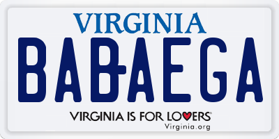 VA license plate BABAEGA