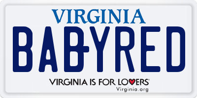 VA license plate BABYRED