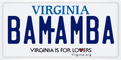 VA license plate BAMAMBA