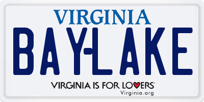 VA license plate BAYLAKE