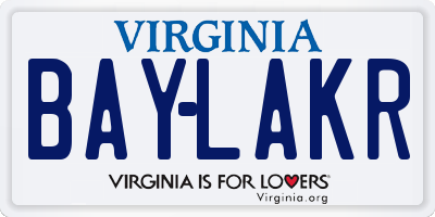 VA license plate BAYLAKR