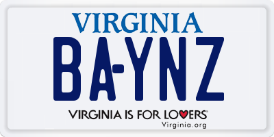 VA license plate BAYNZ