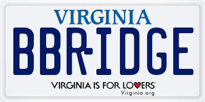 VA license plate BBRIDGE