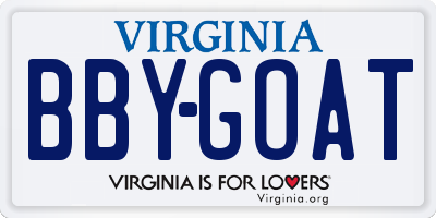 VA license plate BBYGOAT