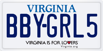 VA license plate BBYGRL5