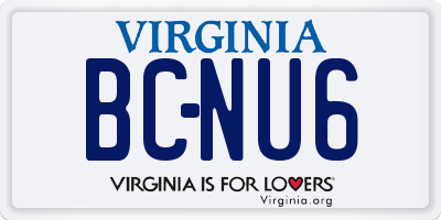 VA license plate BCNU6