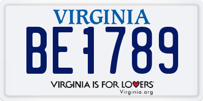 VA license plate BE1789