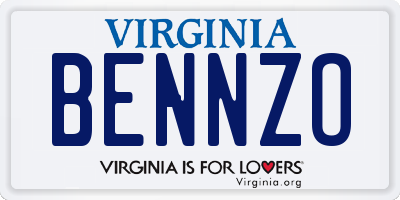 VA license plate BENNZO