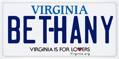 VA license plate BETHANY