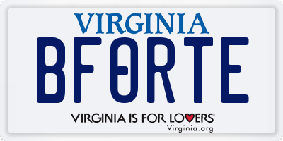 VA license plate BFORTE