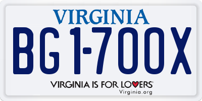 VA license plate BG17OOX