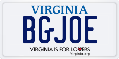 VA license plate BGJOE