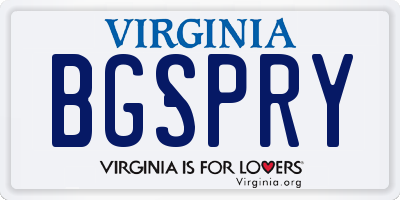 VA license plate BGSPRY