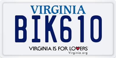 VA license plate BIK610