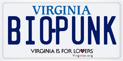 VA license plate BIOPUNK