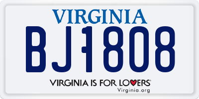 VA license plate BJ1808