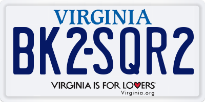 VA license plate BK2SQR2