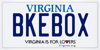 VA license plate BKEBOX