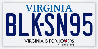 VA license plate BLKSN95