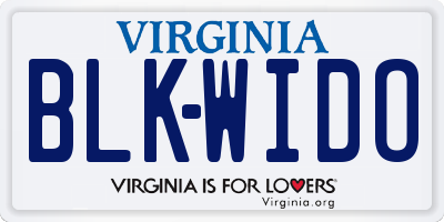 VA license plate BLKWIDO