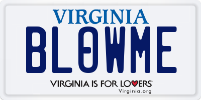 VA license plate BLOWME