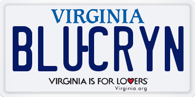 VA license plate BLUCRYN