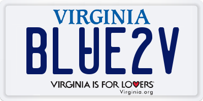 VA license plate BLUE2V