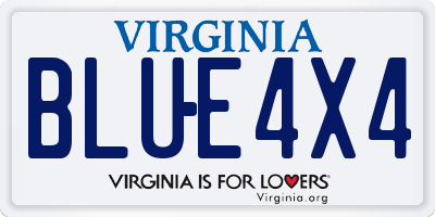 VA license plate BLUE4X4