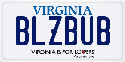 VA license plate BLZBUB