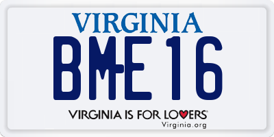 VA license plate BME16