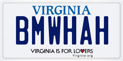 VA license plate BMWHAH