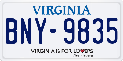 VA license plate BNY9835