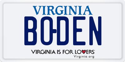 VA license plate BODEN