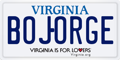 VA license plate BOJORGE