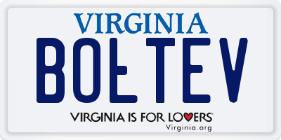 VA license plate BOLTEV