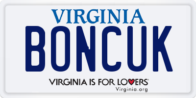 VA license plate BONCUK