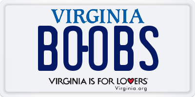 VA license plate BOOBS