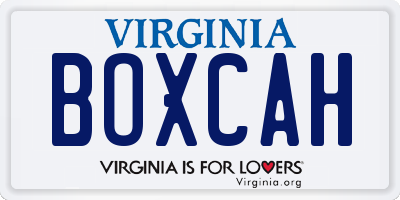 VA license plate BOXCAH